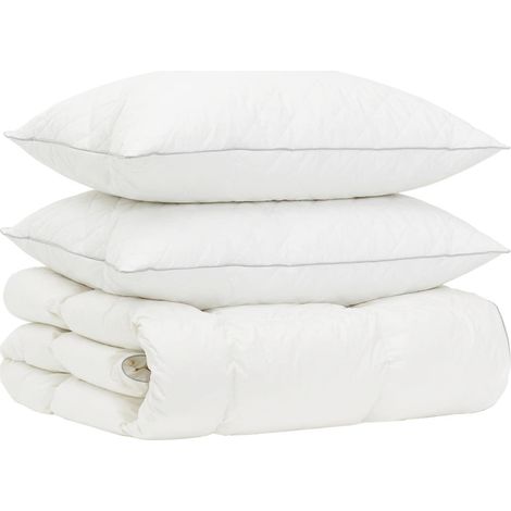 90% Goose Down Duvet Set FULDA 3 pcs 135 x 220 cm Winter White vidaXL (1/5)