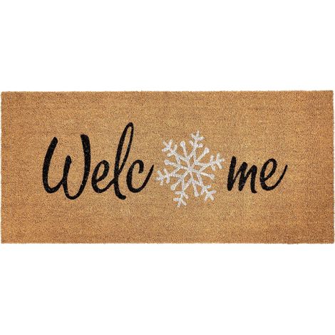Doormat BALANACAN Natural 55 x 120 cm Christmas Motif Coir (1/5)