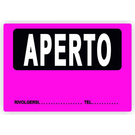 Cartello segnaletico targa adesiva aperto targhetta esercizio commerciale