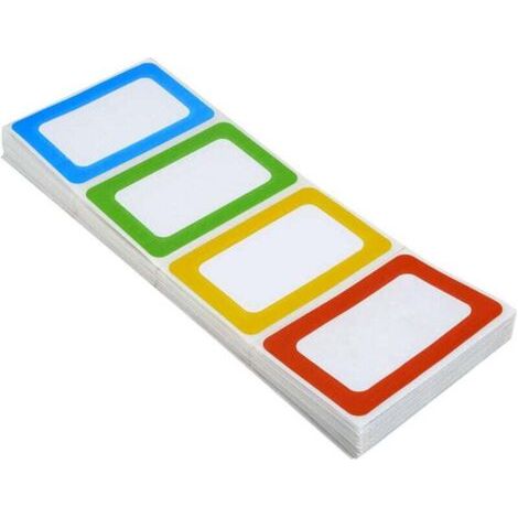 200 Autocollants - Autocollants d'étiquette de nom uni Étiquettes d'étiquette de nom de bordure colorée (1/4)