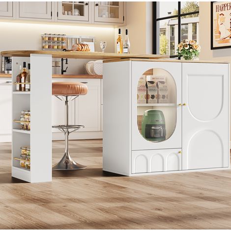 table repas pivotante rangement 138x39x105 cm blanche OKMYHOME (1/5)