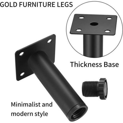 MHY® 4 Pièces Pieds de Meuble, 10 cm/4 Pouces Pieds de Meubles Réglables, Pieds de Support en Fixation en Métal (1/4)