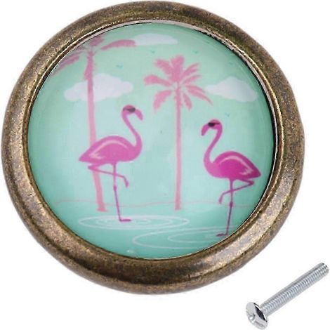 Bouton décoratif en alliage de zinc, motif flamants roses, un trou, pour la décoration de cuisine-2 (1/5)