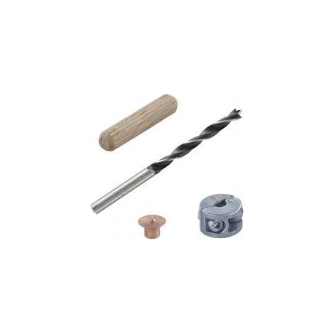 WOLFCRAFT ESPIGA MADERA  6 mm+4 MARCADORES+BROCA+TOPES PROFUNDIDAD 2916