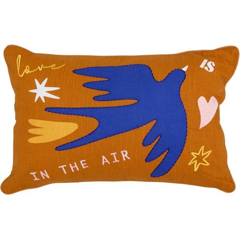 Coussin Déco Brodé "Libertad" 38x58cm Terracotta