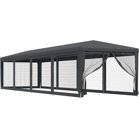 vidaXL Carpa para fiestas 10 paredes malla HDPE gris antracita 3x12m (1/2)