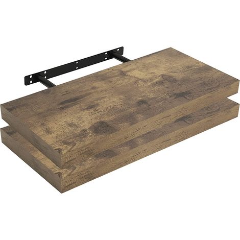 WOLTU Étagère Murale Lot de 2, Étagère Suspendue, Étagère Flottante de CD DVD, 60x23x3, 8cm Marron Rustique, RG9319hov-2 (1/4)