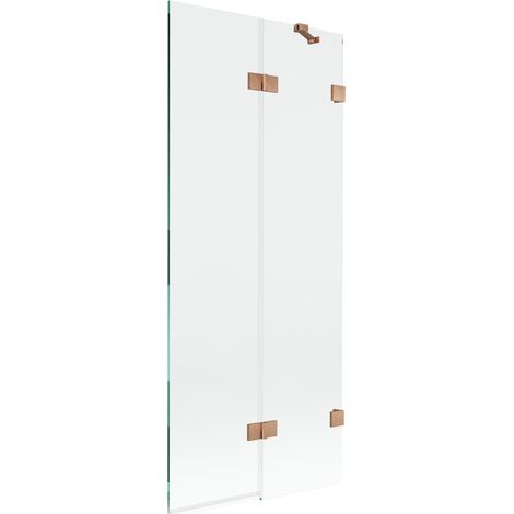 Mexen Lunar paroi de bain 2 volets droite 80 x 150 cm, transparent, cuivre brossé - 897-080-100-65-00-P (1/5)