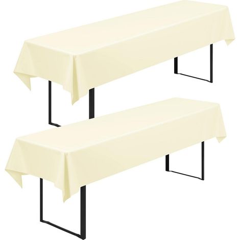 Set de 2 housses de table de bière 250x100cm Beige, lavable, infroissable