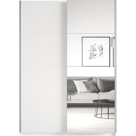 Armario de diseño de 120 cm. 2 puertas con espejos modulables. Color blanco mate. Colección EOS (1/5)