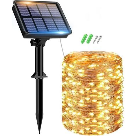 15+2M Solar Lichterkette Aussen, Solarlichterkette Außen Wetterfest 8 Modi IP65 Wasserdicht Kupferdraht Außen Solar Outdoor für Garten Terrasse Baum Hof Party Warmweiß (1/5)