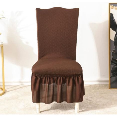 Housse de chaise, 2 pièces jacquard universelle housse de chaise housse de table de banquet (Curry foncé) (1/4)