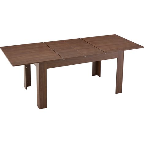 Table à manger extensible rectangulaire finition noyer avec 2 rallonges, design moderne (1/5)