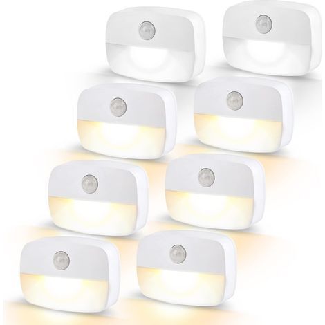 LED Night Lights, Motion Sensor Light with Dusk Sensor, Children's Night Light for Baby's Room, Kitchen, Hallway, Stairs, Living Room, Warm White, Pack of 8 (8 pieces) (1/5)