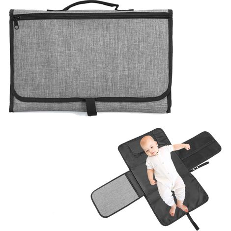1 alèse de voyage pour bébé, 90x60 cm, rembourrée avec oreiller en mousse à mémoire de forme, imperméable, pliable, avec sac de rangement (1/5)
