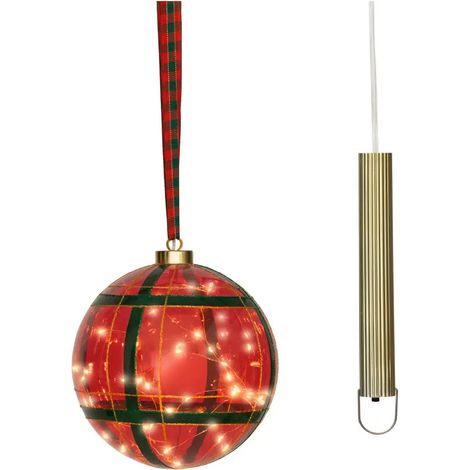 Sfera natalizia rossa con micro LED bianco caldo Ø19 cm (1/4)