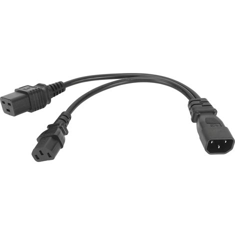 Câble d'alimentation IEC320 C14 vers C19 et C13, répartiteur en Y simple IEC 320 C14 vers C19/C13, 10 A, 250 V, 32 cm (12,6 po) (1/4)