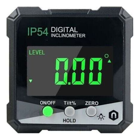 Detector de ángulos digital, transportador/medidor de ángulos con pantalla LCD, inclinómetro con imán, medición de ángulos digital. (1/4)