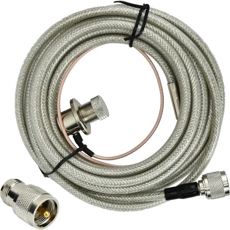 Câble d'extension coaxial premium pour vidéo, connecteurs mâle et femelle de type N (avec adaptateur) (1/5)