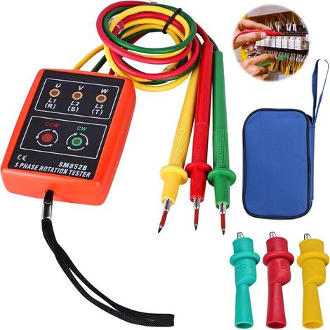 Ej.Life 3 Présence de séquence de rotation de phase Tester Indicateur compteur Détecteur LED et buzzer 60V 600V (3 Phase AC) SM-852B (1/5)