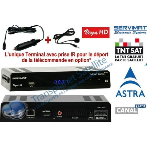 Pack SERVIMAT VEGA HD PVR TNTSAT + Allume-cigare + Infrarouge + Cordon HDMI offert