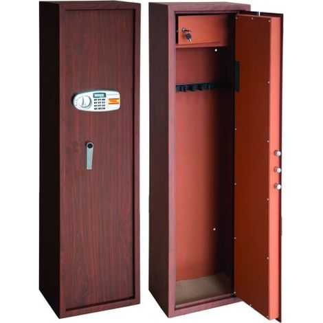 Utilia TOP Security ARMADIO PORTAFUCILI ELETTRONICO EFFETTO LEGNO 8 Posti mm. 400x280x1480 h