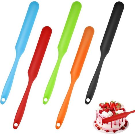 5er Set Schmale Silikonspatel 24cm, Mehrfarbig, Hitzebeständig