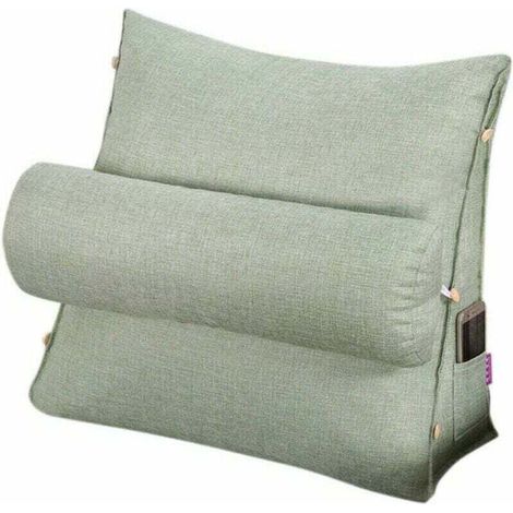 Oreiller de lecture et de télévision, oreiller de coussin de cale de dos avec réglable et poches, oreiller de dos de triangle, oreiller de lit de soutien de nuque, coussin de repos de sofa, (1/4)