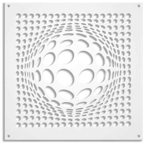BALLS - Panneau ajouré en PVC - Brise-soleil - Couleur : blanc - Dimension : 48x48 cm