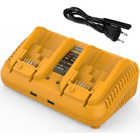 Chargeur Double Port 12V-20V de Rechange pour Dewalt DCB102, Compatible Batteries Dewalt 20V Max et 12V Max (1/5)