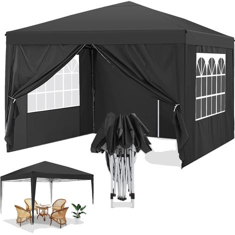 Tente Canopy Pop Up, Imperméable, Protection UV, noir (1/2)