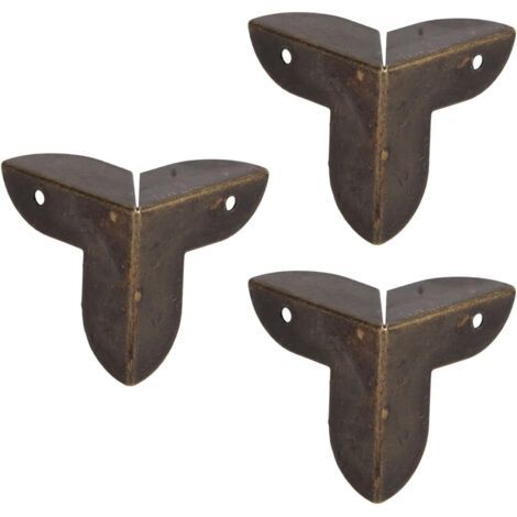 QORVA-50Pcs Protecteur D'angle en Métal 091in à Trois Côtés en Bronze Antique Vintage Protecteurs de Sécurité Décoratifs Gardes de Matériel D'angle en Fer de Qualité Supérieure pour Bord Meuble (1/5)
