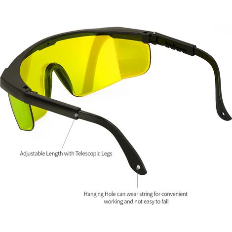 Ortviai Lunettes de protection laser jaunes pour gravure 200–540 nm, OD4+, étui et chiffon inclus
