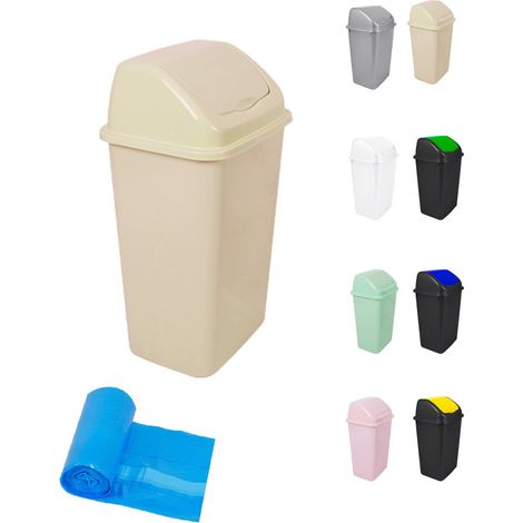 Cubo de Basura con Tapadera Basculante - 15L / 25L / 30L / 50L - Papelera Ideal para Cocina, Baño y Oficina