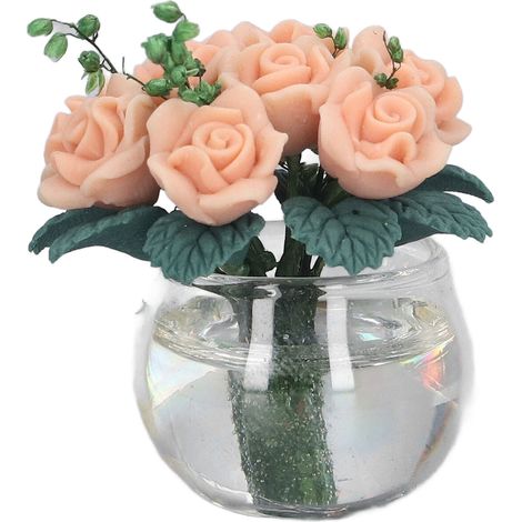 Mini roses jaunes pour maison de poupée (échelle 1:12) - Décoration miniature de pot de fleurs pour maison de poupée (1/5)