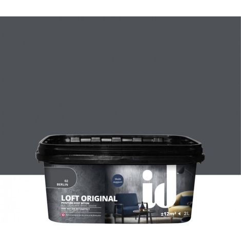 vernice pittura decorativa loft original effetto cemento, colore nero - 2 lt