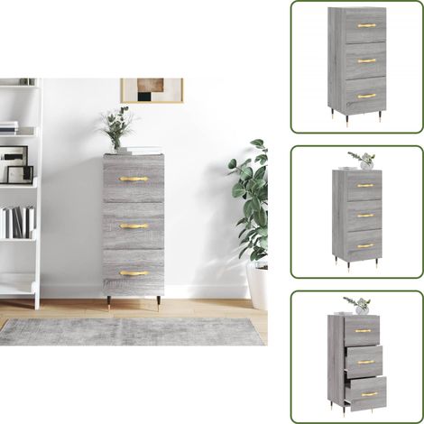 Sideboard Grau Sonoma 34,5x34x90 cm Holzwerkstoff - Schreibtisch - Wohnzimmermöbel - Sideboard - Grau Sideboard - Modernes Sideboard (1/5)