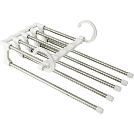 White 1 Pack Stainless Steel Pants Hangers Expandable Foldable Multi Hangers Magic Hanger Organizer