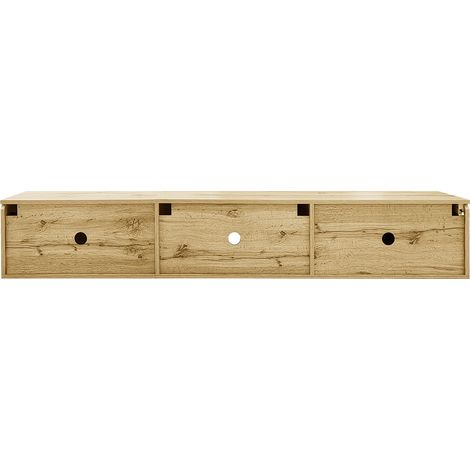 Mobile TV 180 cm nero e legno con illuminazione LED 16 colori, montaggio a parete (1/5)