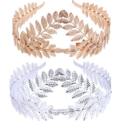 Couronne de Mariée 2 Pièces, Bandeau Métal Allié Feuille Vigne, Tiare Feuillage Accessoire Cheveux pour Mariage Demoiselle (1/5)