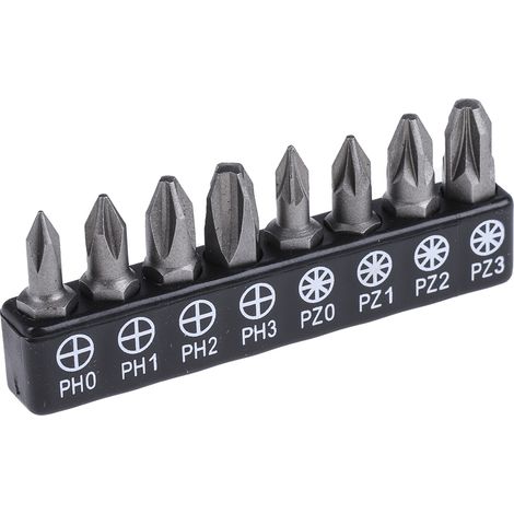 Rs Pro – Jeu d'embouts de vissage 8 pièces – Acier au vanadium – Tête PZ0/PZ1/PZ2/PZ3 – Pour vissage rapide en série (1/3)