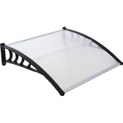 Habitat Et Jardin – Auvent noir Para 120 x 120 cm – Forme canopée – Polycarbonate cintré 5mm – Résistance 20-25 kg/m² – Installation facile (1/4)