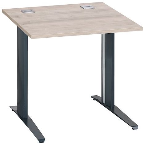 Bureau droit chêne gris L 80 cm piètement métal plus anthracite Essens - Maxiburo