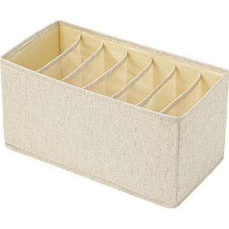 Kleideraufbewahrung für Schubladen – Mehrfach unterteilter Organizer für Jeans und Unterwäsche – 7-teilige Box aus Baumwoll-Leinen-Gewebe (36 x 18 x 16 cm) (1/5)