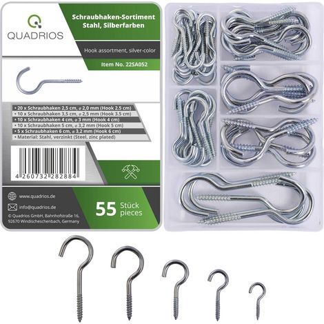 Quadrios 22SA052 Assortimento ganci a vite argento 55 pezzi 55 pz. (1/5)