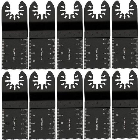 Lame doutil multifonction\u3000Lames de Scie Oscillantes pour Métal/Bois, 10 PCS Outil Multifonction Saw Blades Accessoires Kit de 34mm, Accessoires d'outils en Acier au Carbone, pour Bosch Fein - Noi (1/5)