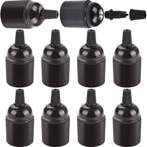 Set 10 dulii vintage pentru bec, E26/E27, 110 V-240 V, Plastique, noir