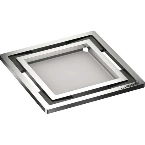 Wedi – Grille d’écoulement carrée à carreler 115x115mm – Inox brossé pour carrelage faible épaisseur – 676800054 (1/2)