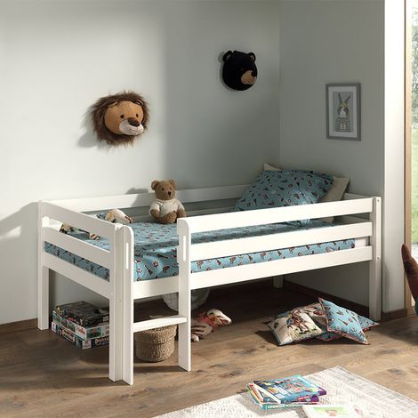 Cama de media altura 90x200 con somier Vipack Pino Blanco (1/4)