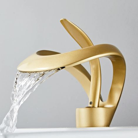 Wasserfall-Waschbeckenarmatur, Einhebel-Einloch-Waschtischmischer für heißes und kaltes Wasser